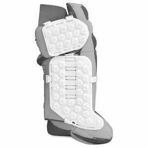 Gray and white protective gear with bubble design on a white background